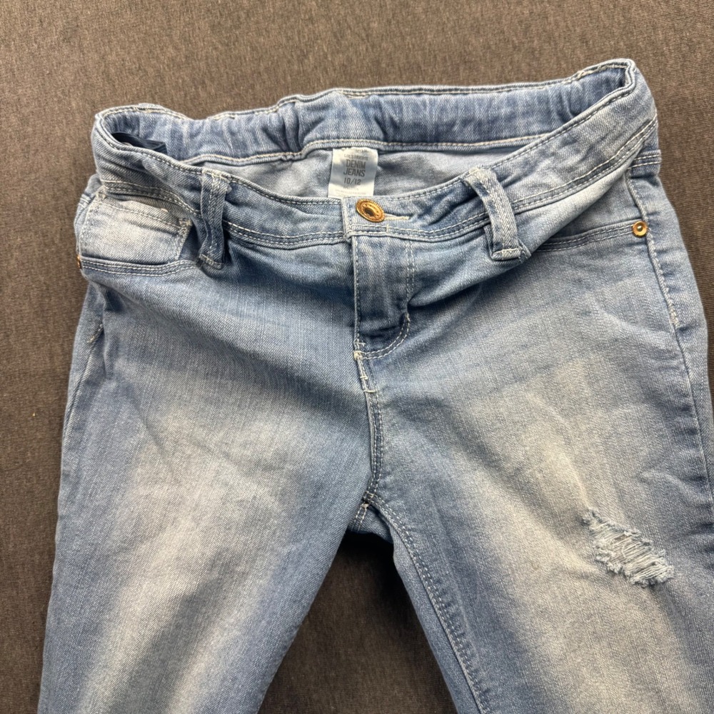 Member's Mark Girls Light Wash Distressed Skinny Jeans Sz 10/12 Adjustable Waist